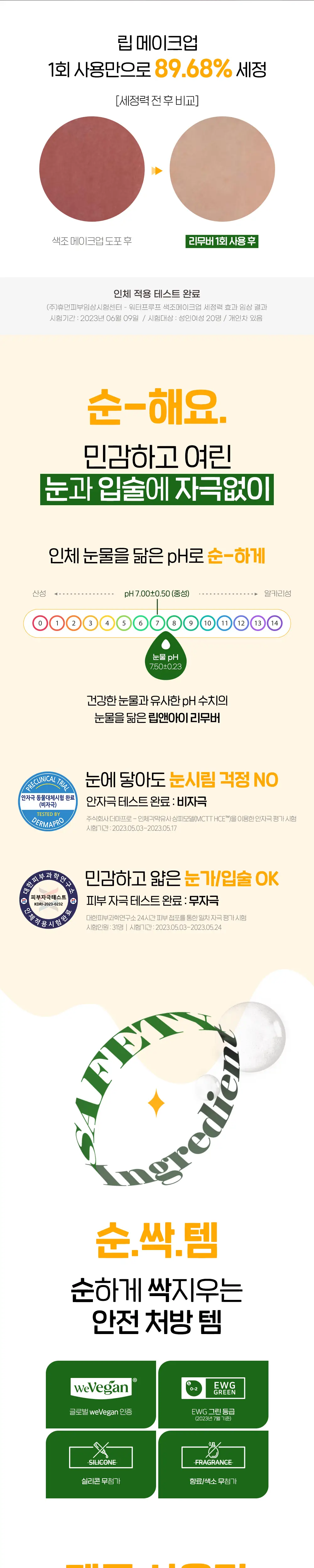 [눈따가움No 메이크업쓱]후르디아 딥 클린 립앤아이 리무버 300ml 상세페이지 13
